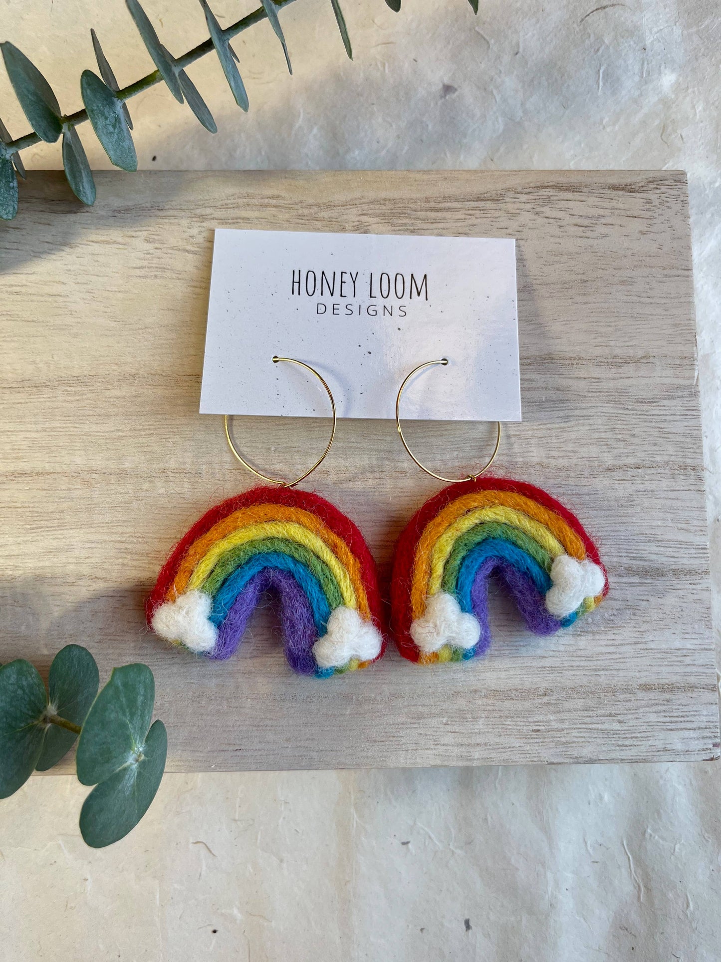 Honey Loom Designs - Rainbow Felted Earrings: Pastel