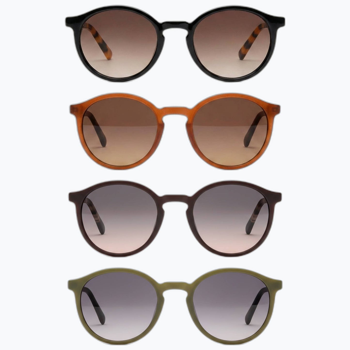 Jaxy Eyewear - Lennon - Vintage Polarized Round Sunglasses for Women & Men : Burgundy/Tort