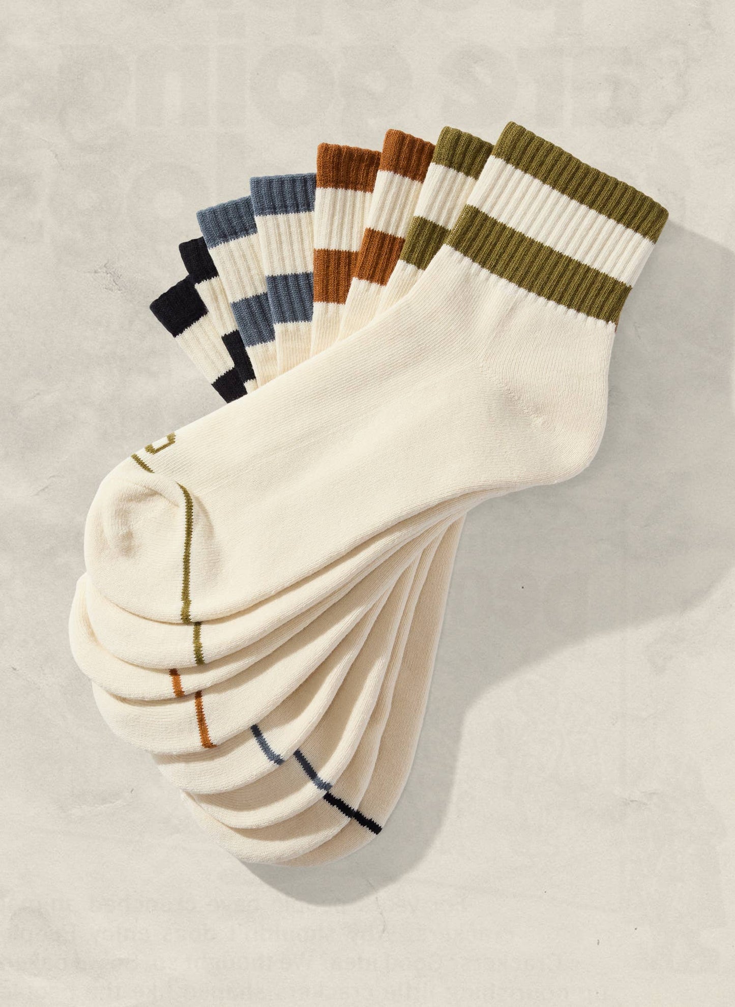 Striped Quarter Socks: Rust