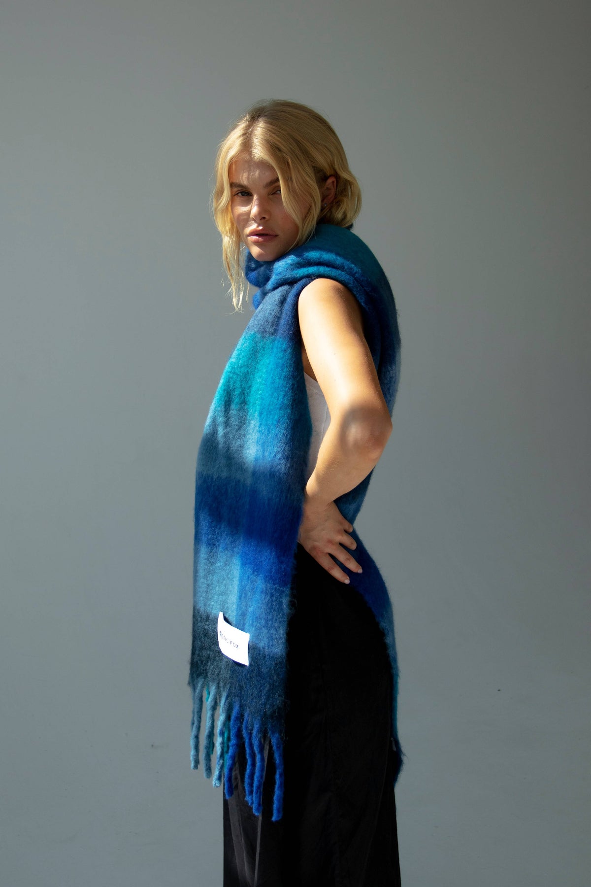 Arctic Fox & Co. - North America - The Reykjavik Scarf - 100% Recycled - Blue Check - FW26