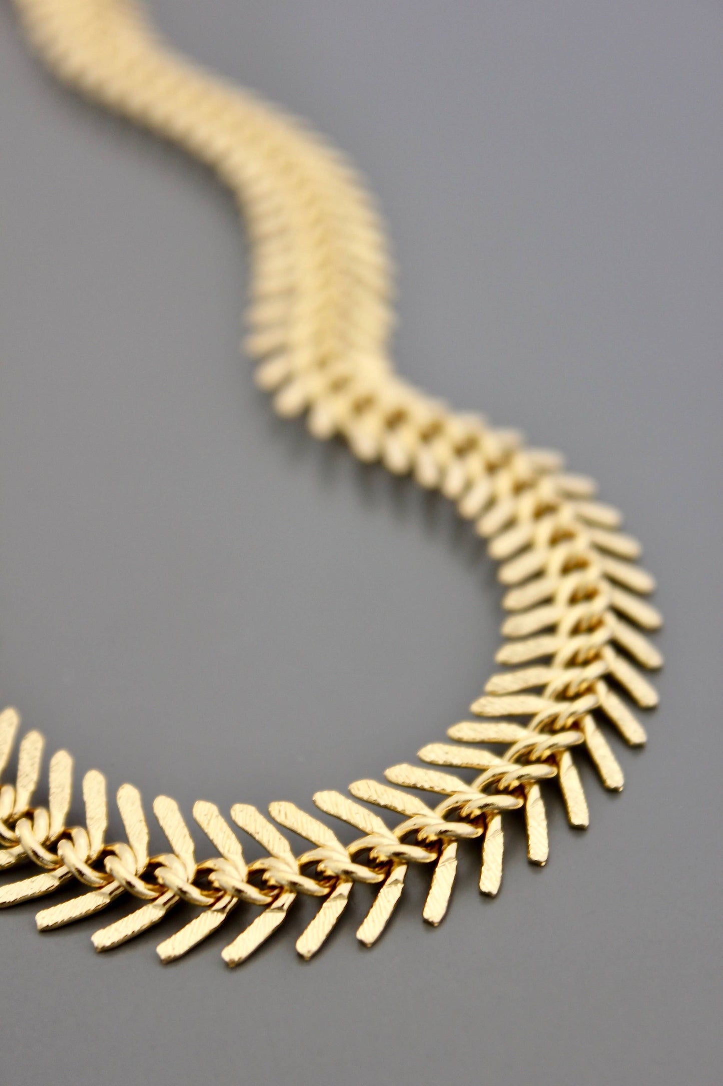 David Aubrey Jewelry - DOR215 Gold Chain Fish Bone Necklace