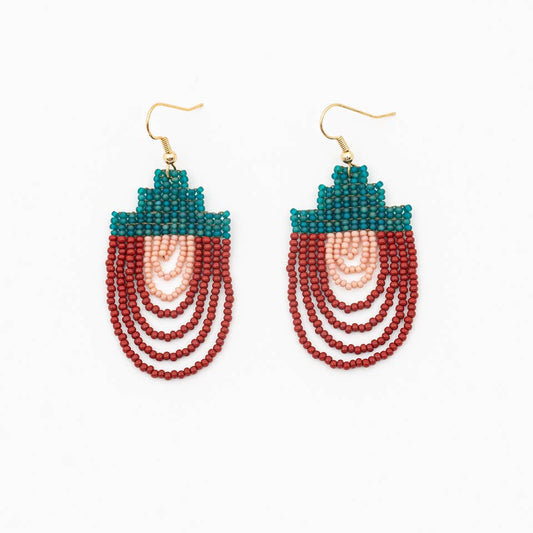 Altiplano - Mayan Pyramid Beaded Earrings: Deep multi