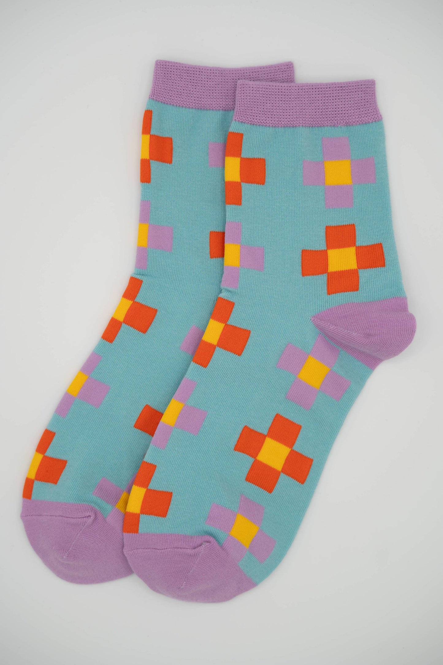 Nettle Studios - Women’s Cotton Ankle Socks - Blue Pixels