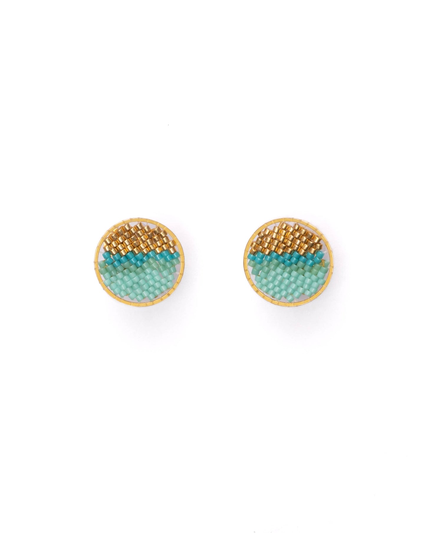 Mayana Designs Co - Beaded Handwoven Sweet Tart Stud Earrings (Blue)