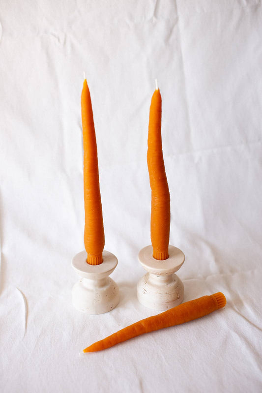 BEESWAX CARROT TAPER CANDLE PAIR - 2