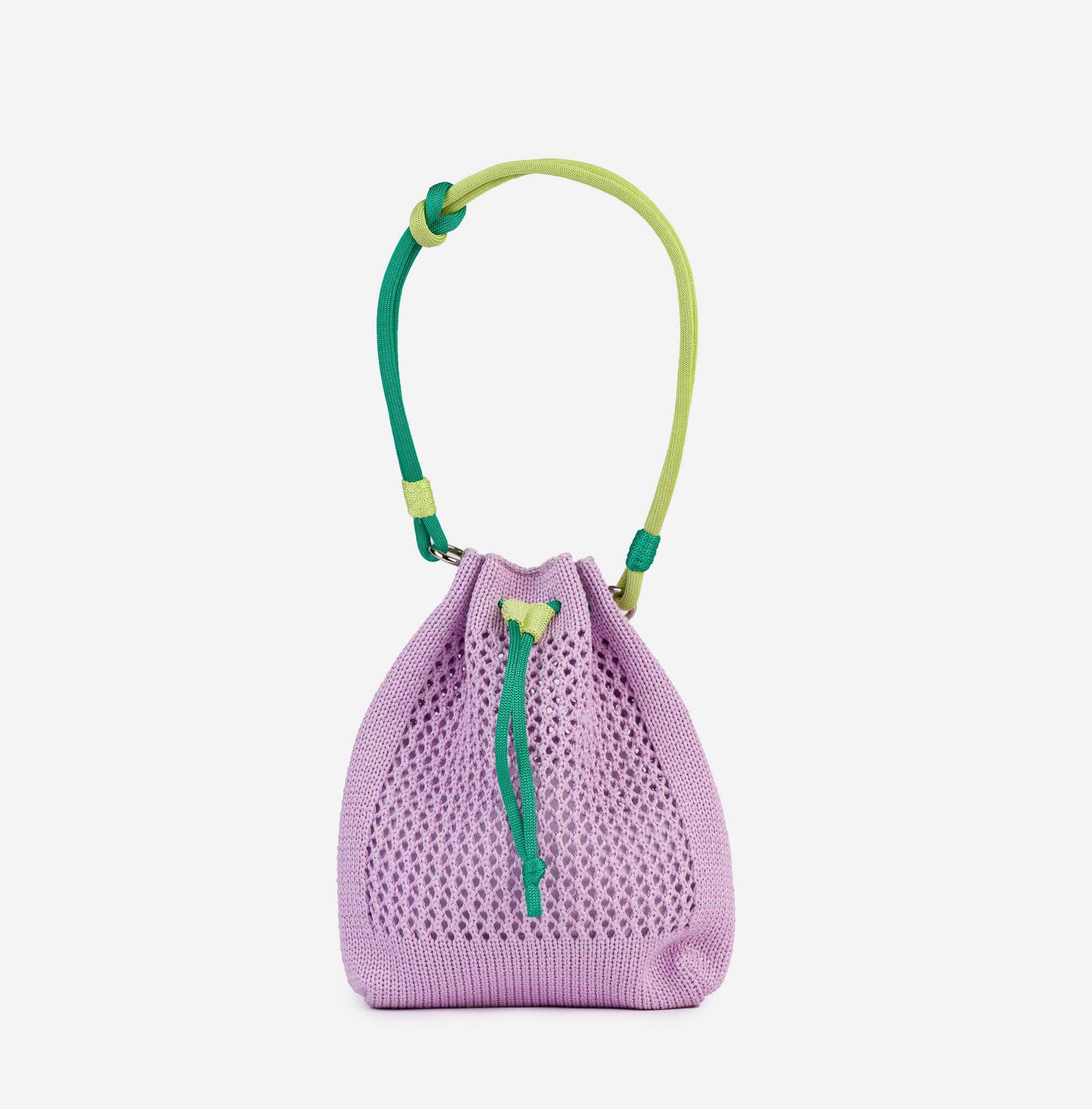 Drawstring Raffia Mini Bag: Lilac