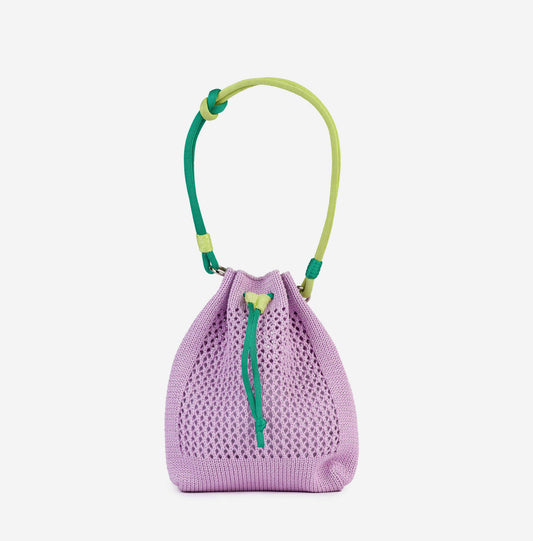 Drawstring Raffia Mini Bag: Lilac