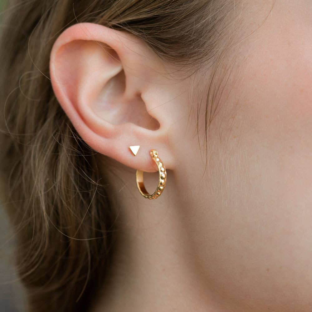 Small Vintage Beaded Hoops: Gold