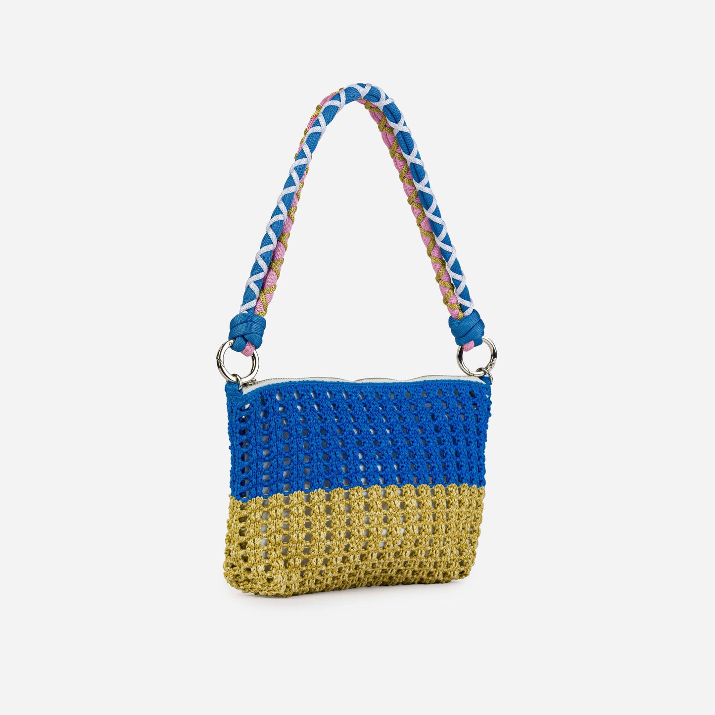 VERLOOP | knits - Colorblock Raffia Zip Bag: Poppy Lilac