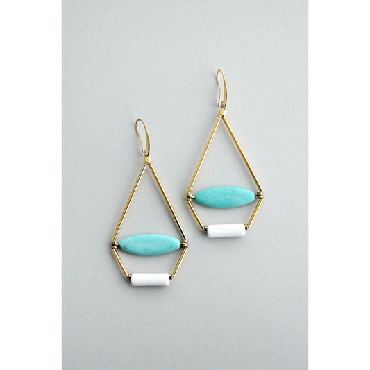 David Aubrey Jewelry - GNDE98 turquoise and white geometric earrings