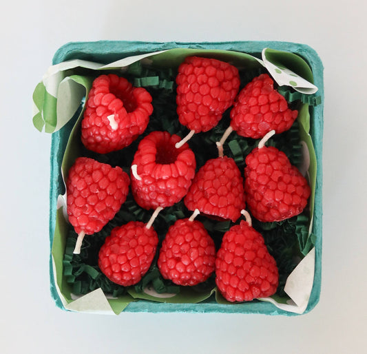 Beeswax Raspberry Birthday Candles: 10