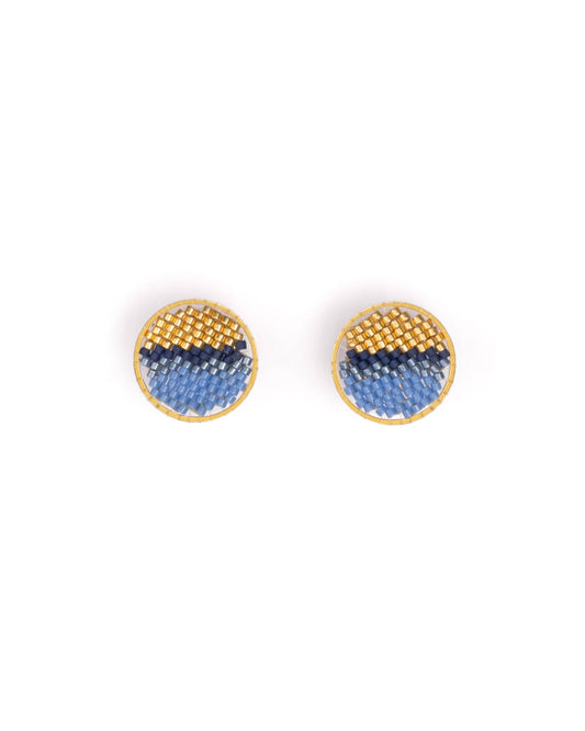 Mayana Designs Co - Beaded Handwoven Sweet Tart Stud Earrings (Blue)