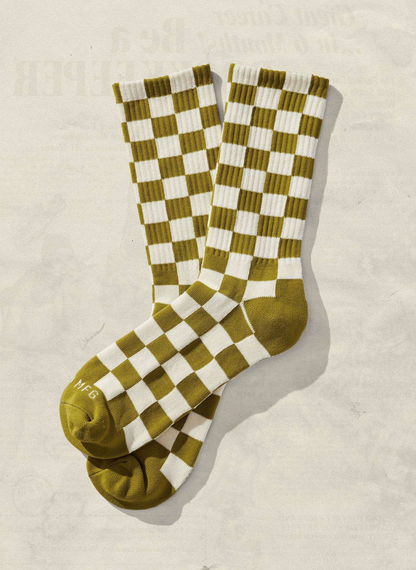 WELD Mfg. - Checkerboard Crew Socks: Slate & Cream