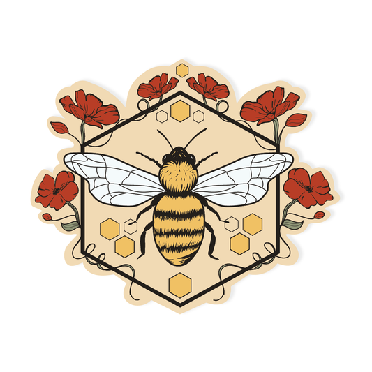 Graphic Heart - Floral Bee - Vinyl Sticker