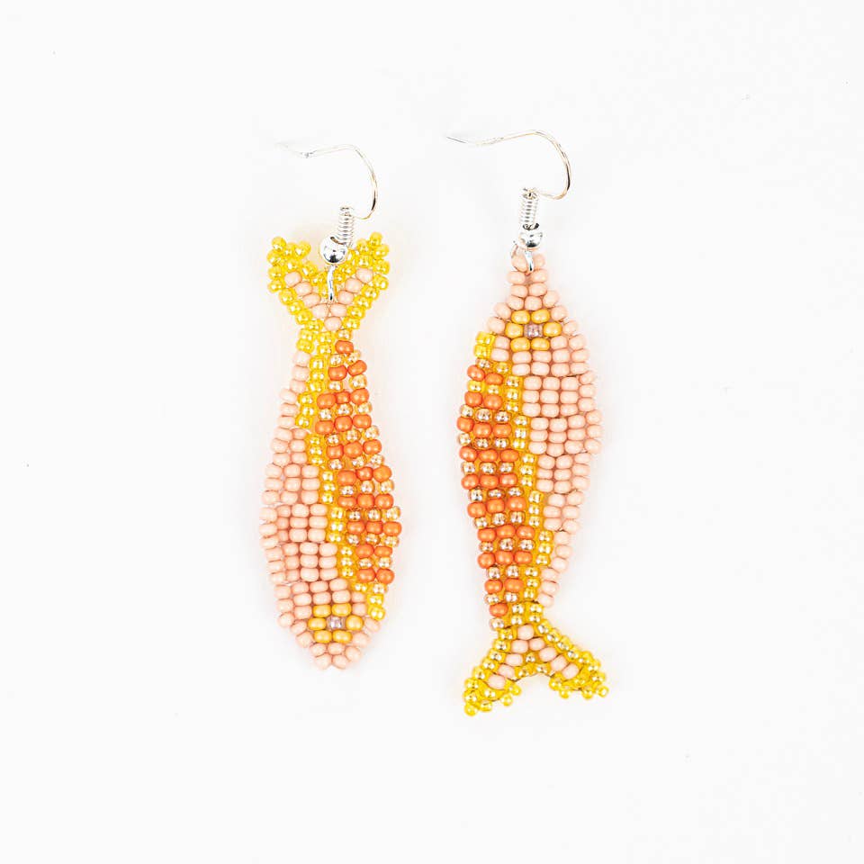Altiplano - One Fish Two Fish Beaded Earrings: Green