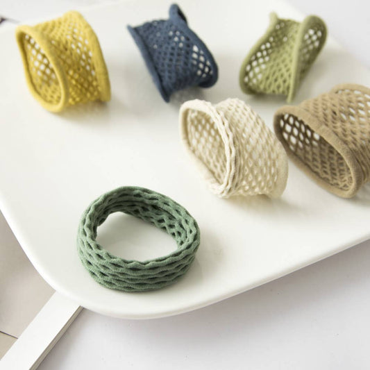 Adorro - Seamless Boho Mesh Fisherman Net Hair Ties (Set of 6): Assorted