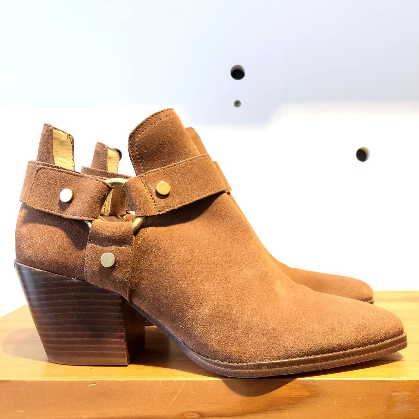 8 - Michael Kors Luggage Brown Suede Pamela Booties Boots NEW w/ Box 0222LM