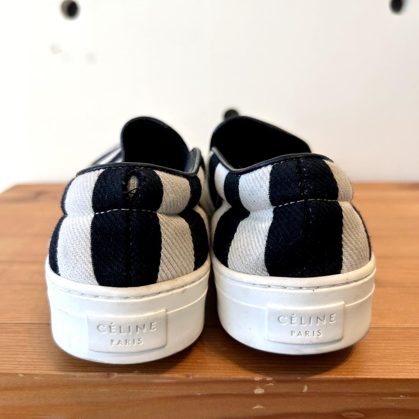 36 / 6 US - Celine Black & White Striped Canvas Slip On Sneakers Shoes 0307MD