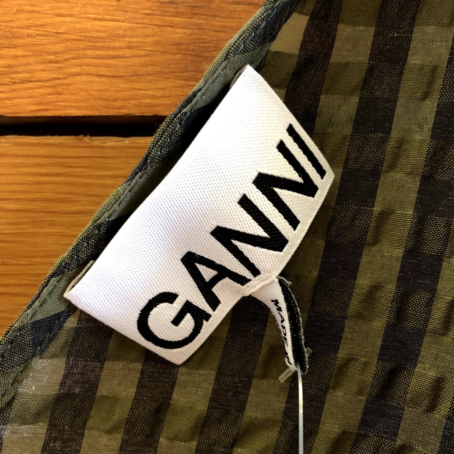 32 / XS - Ganni Olive Green & Black Gingham Puff Sleeve Maxi Dress 1104CB