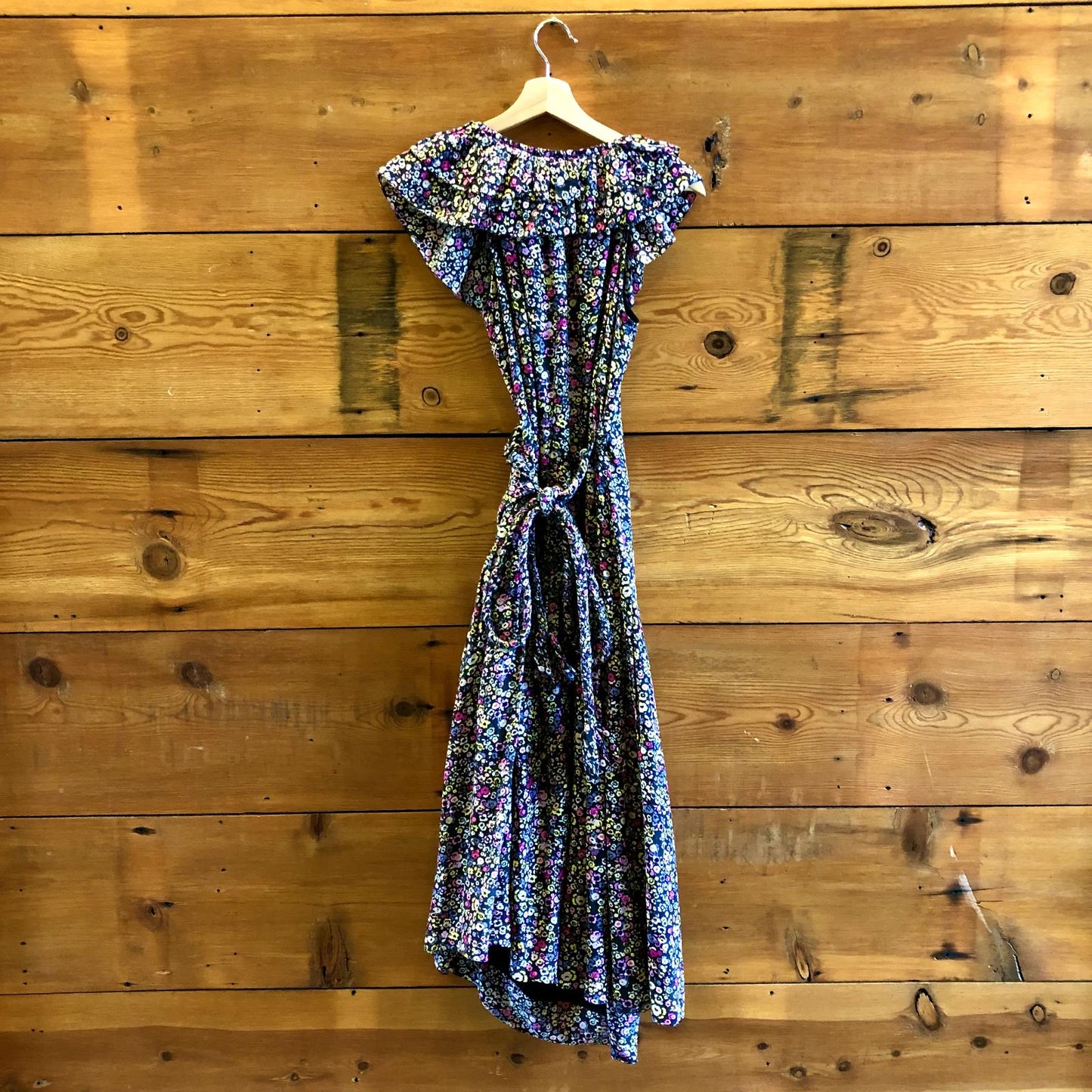 0 - Apiece Apart Multi Color Tiny Floral Print Sleeveless Wrap Maxi Dress 1104CB