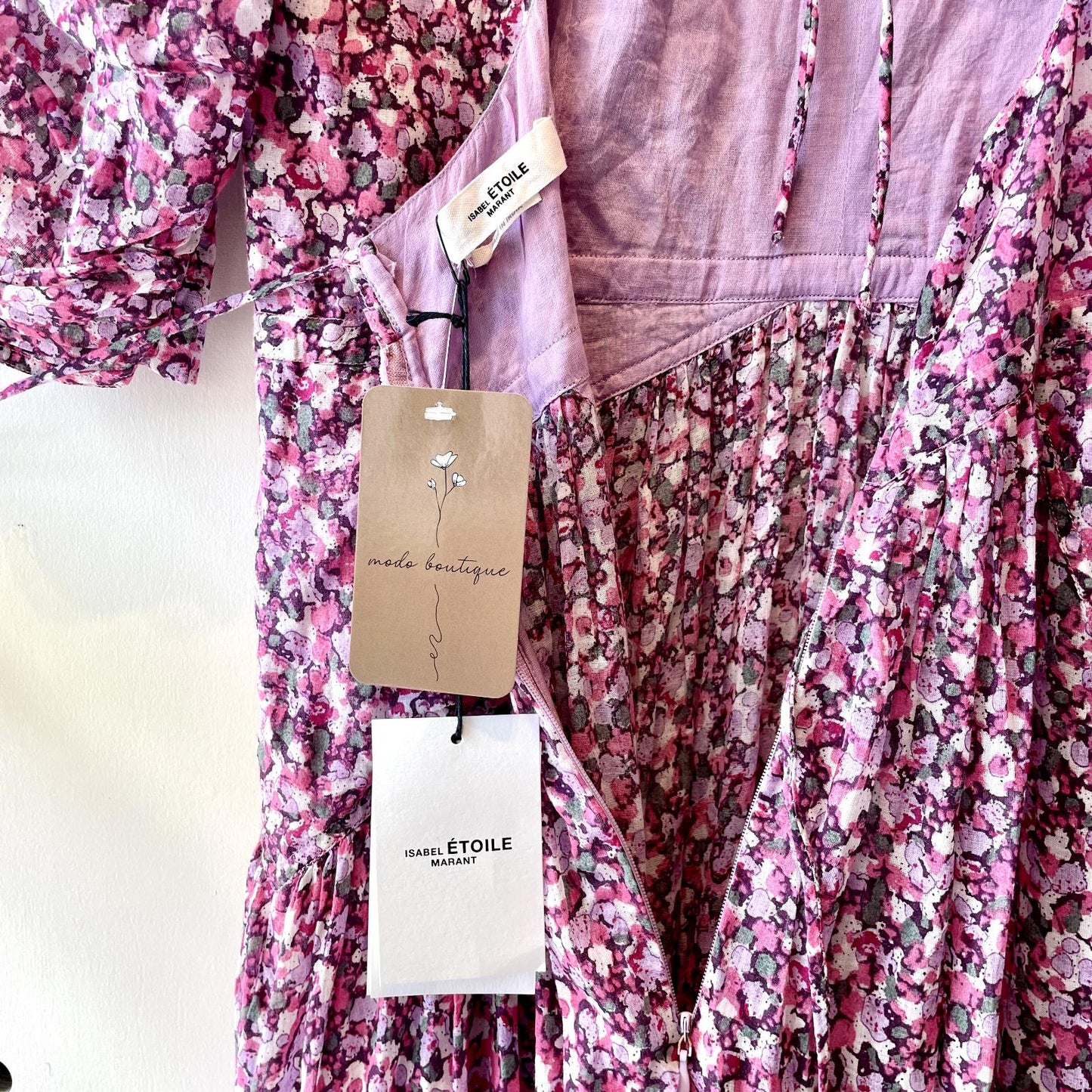 42 / 2 US - Isabel Marant $690 Purple Floral Open Back Sichelle Dress NEW 0716MD