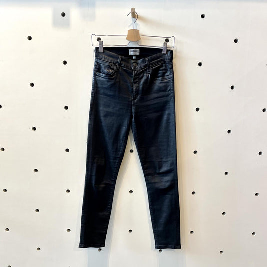 27 - AGOLDE $198 Black Leatherette Sophie High Rise Crop Jeans 0326RS
