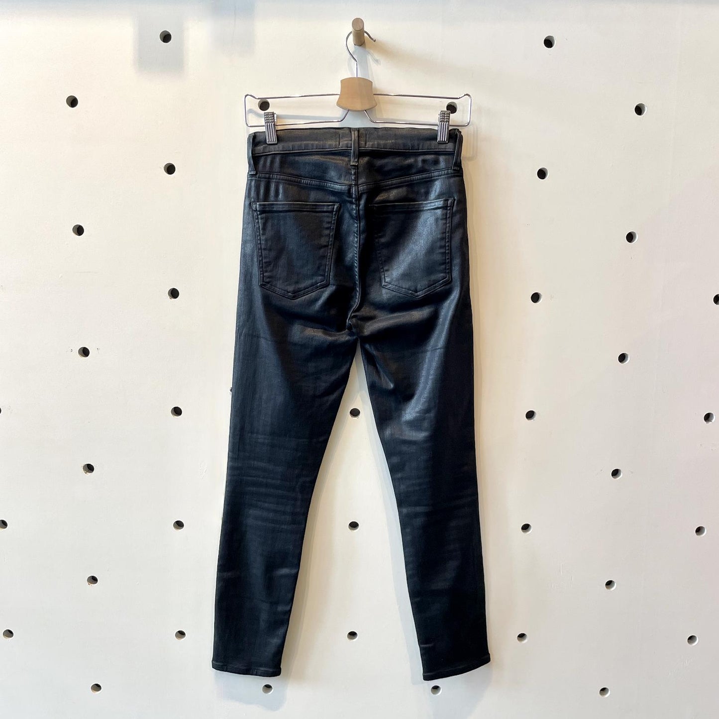 27 - AGOLDE $198 Black Leatherette Sophie High Rise Crop Jeans 0326RS