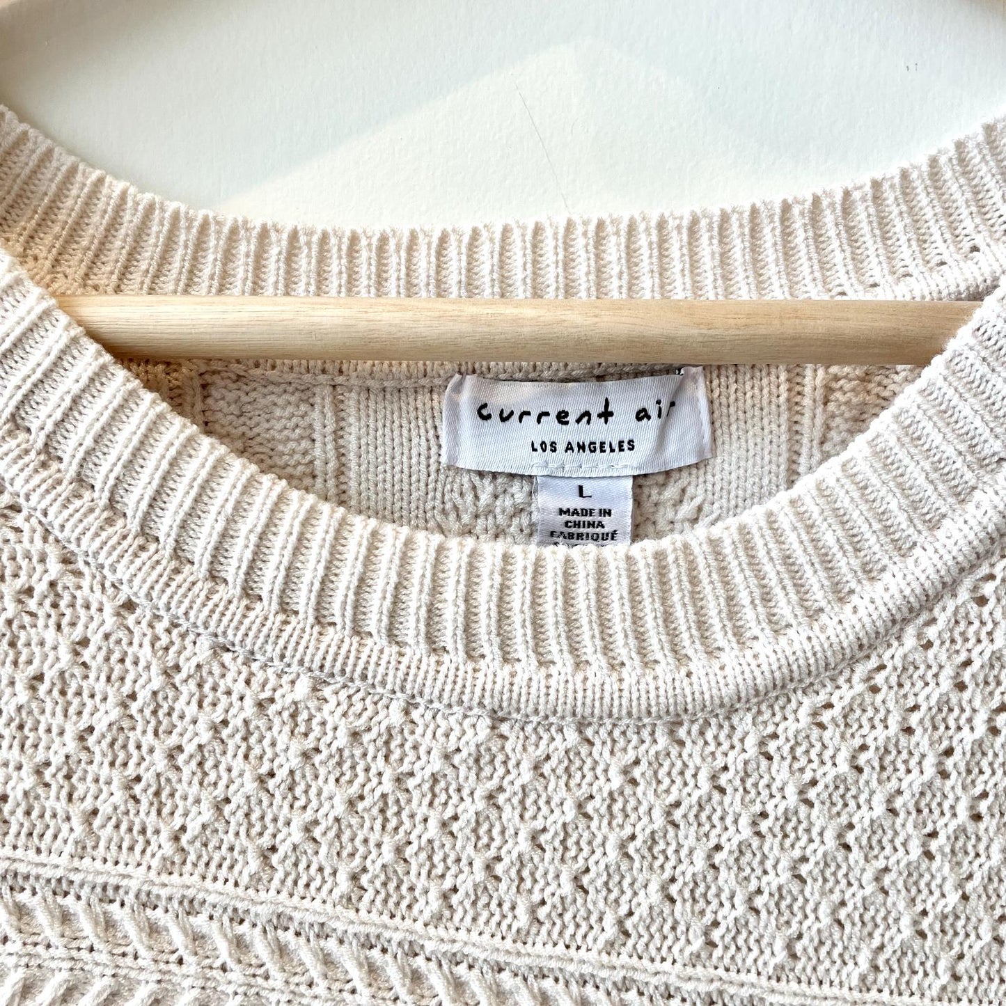L - Current Air $158 Cream Long Sleeve Layered Sweater Hayden Midi Dress 0206BS