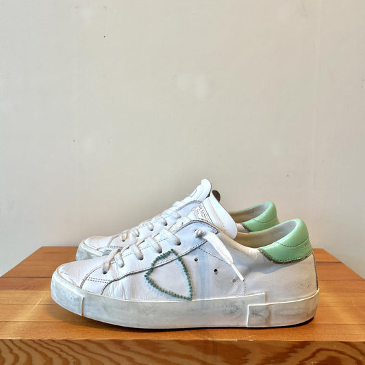 38 / 8 - Philippe Model White Mint Green Prsx Broderie Pop-Blanc Sneakers 0417DL