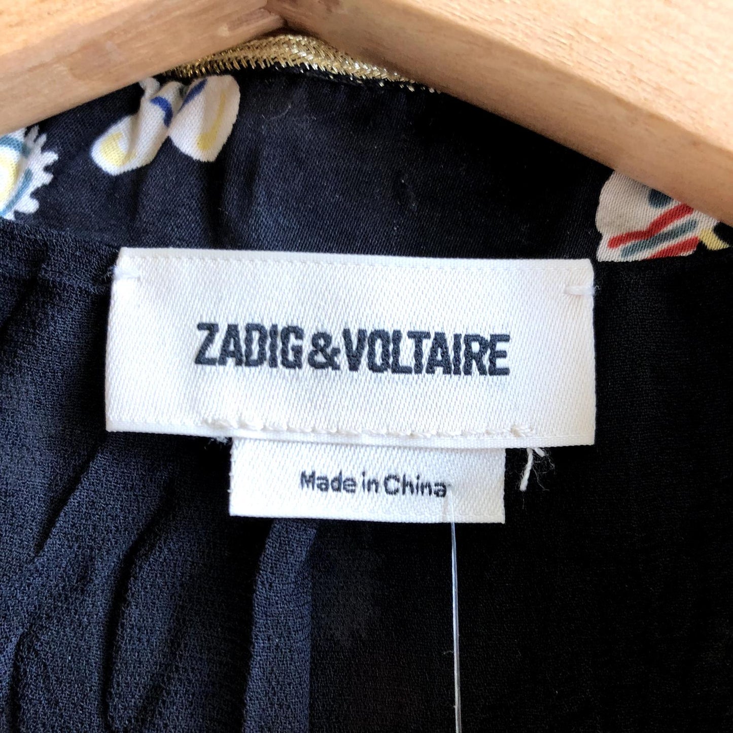 38 / M - Zadig & Voltaire Black Vendrix Floral Open Front Silky Jacket 0705HM