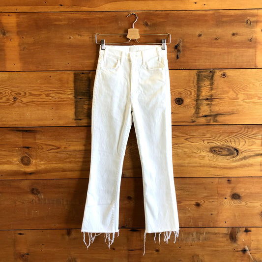 25 - Mother White Fairest of Them All Wash Hustler Ankle Fray Jeans 0703SC