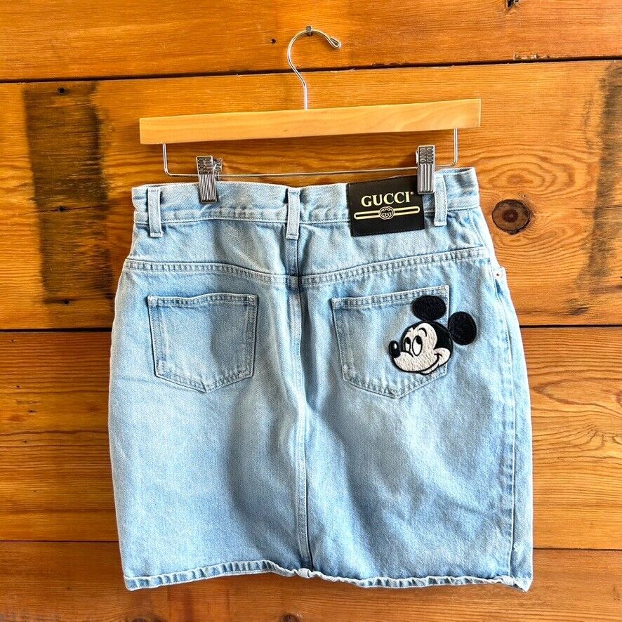 44 / 8 - Gucci x Disney Light Wash Denim Anniversary Edition Mini Skirt 0726BC