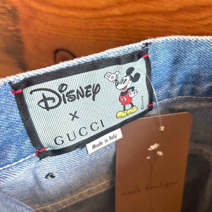 44 / 8 - Gucci x Disney Light Wash Denim Anniversary Edition Mini Skirt 0726BC