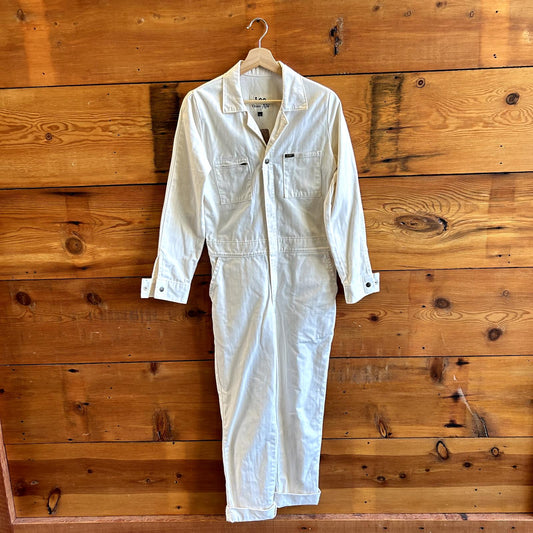 S - Lee Union-Alls White Long Sleeve Zip Coverall Flight Suit Jumpsuit 0617RF