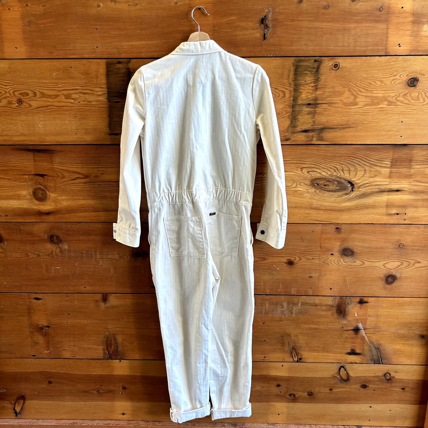 S - Lee Union-Alls White Long Sleeve Zip Coverall Flight Suit Jumpsuit 0617RF