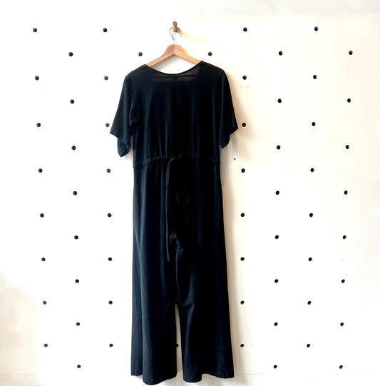 XS - Esby $298 Black Duffy Wide Leg Short Sleeve Jumper Jumpsuit 0312IG