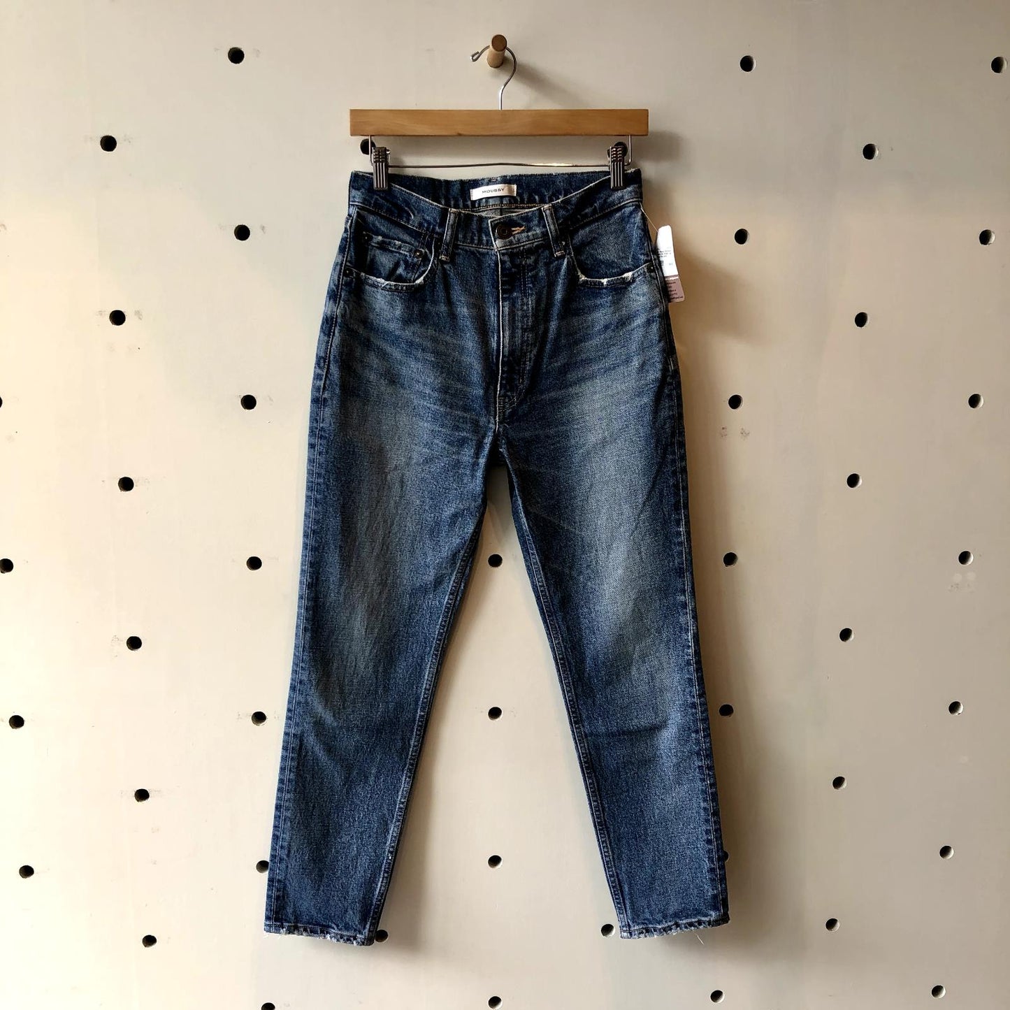 26 - Moussy Distressed Denim Slim Straight Leg High Rise Jeans 0223LA