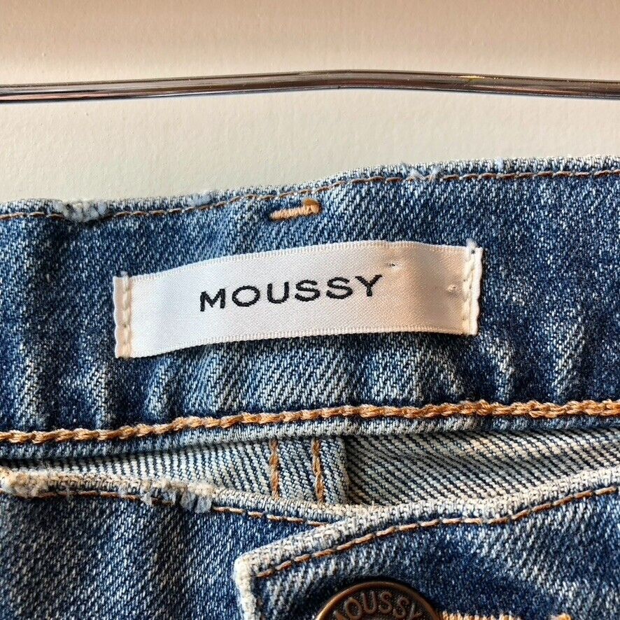 26 - Moussy Distressed Denim Slim Straight Leg High Rise Jeans 0223LA