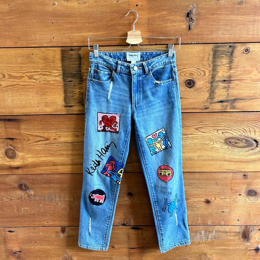 24 - Keith Haring X Alice + Olivia Byron Embellished High Rise Jeans 0716MD