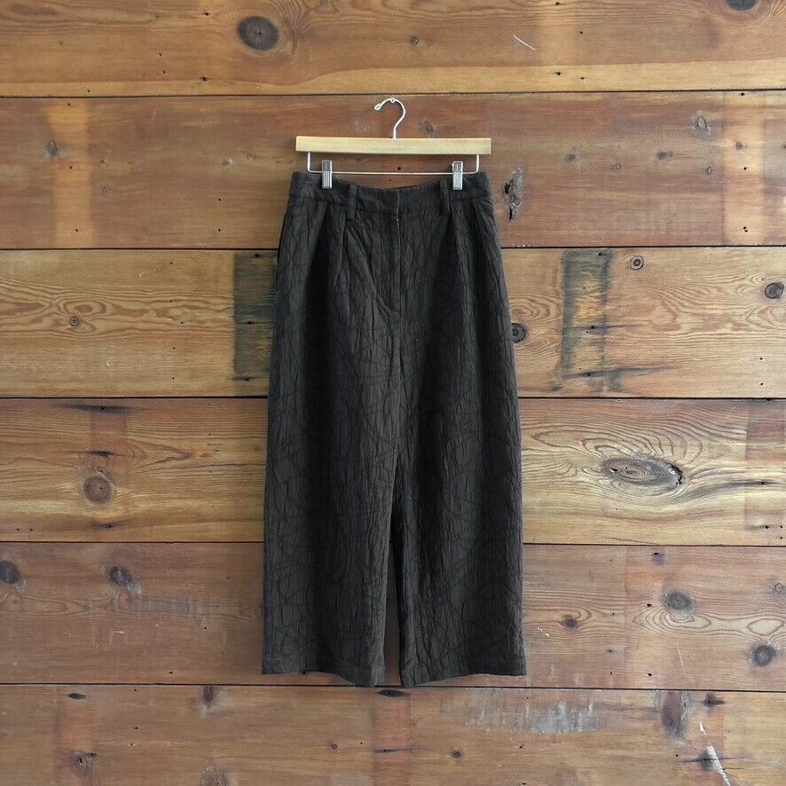 4 / S - Mara Hoffman Black Quilted Texture Wide Leg Organic Cotton Pants 0917HB