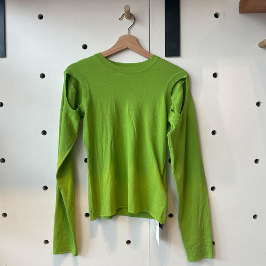 S - Low Classic NEW Green Long Sleeve Pullover Uniquer Cut-Out Shirt 0917HB