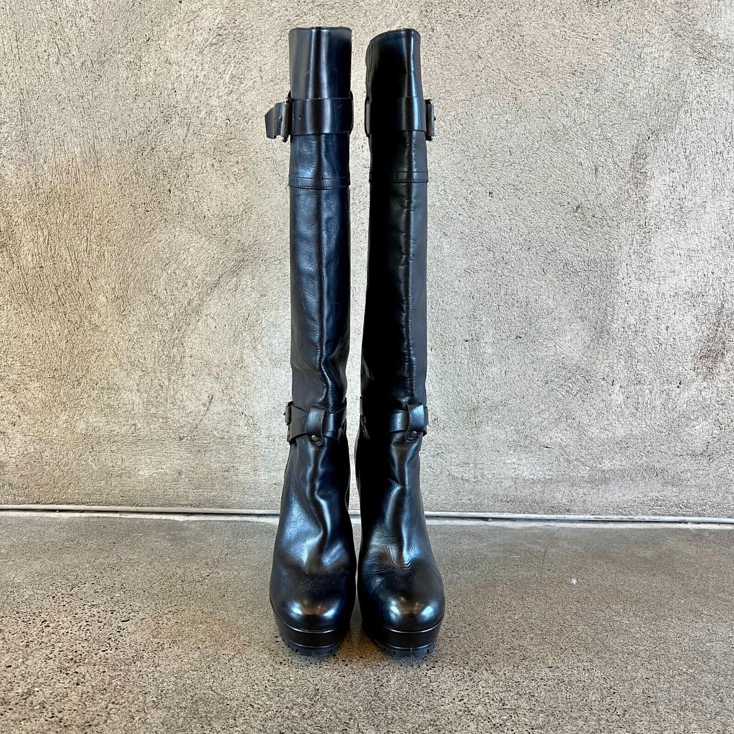 36 / 6 - Belstaff Black Leather Knee High Riding High Heel Boots 0224DM