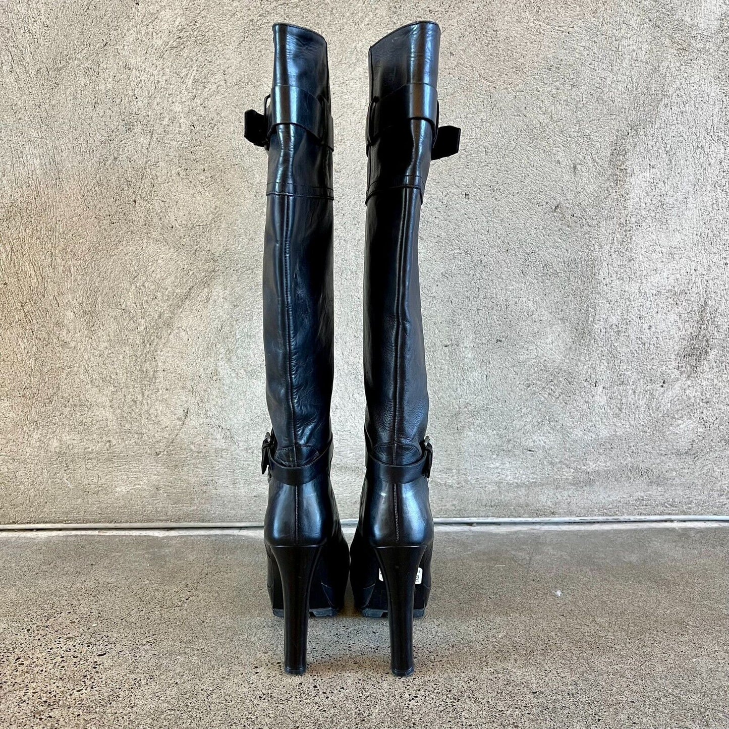 36 / 6 - Belstaff Black Leather Knee High Riding High Heel Boots 0224DM