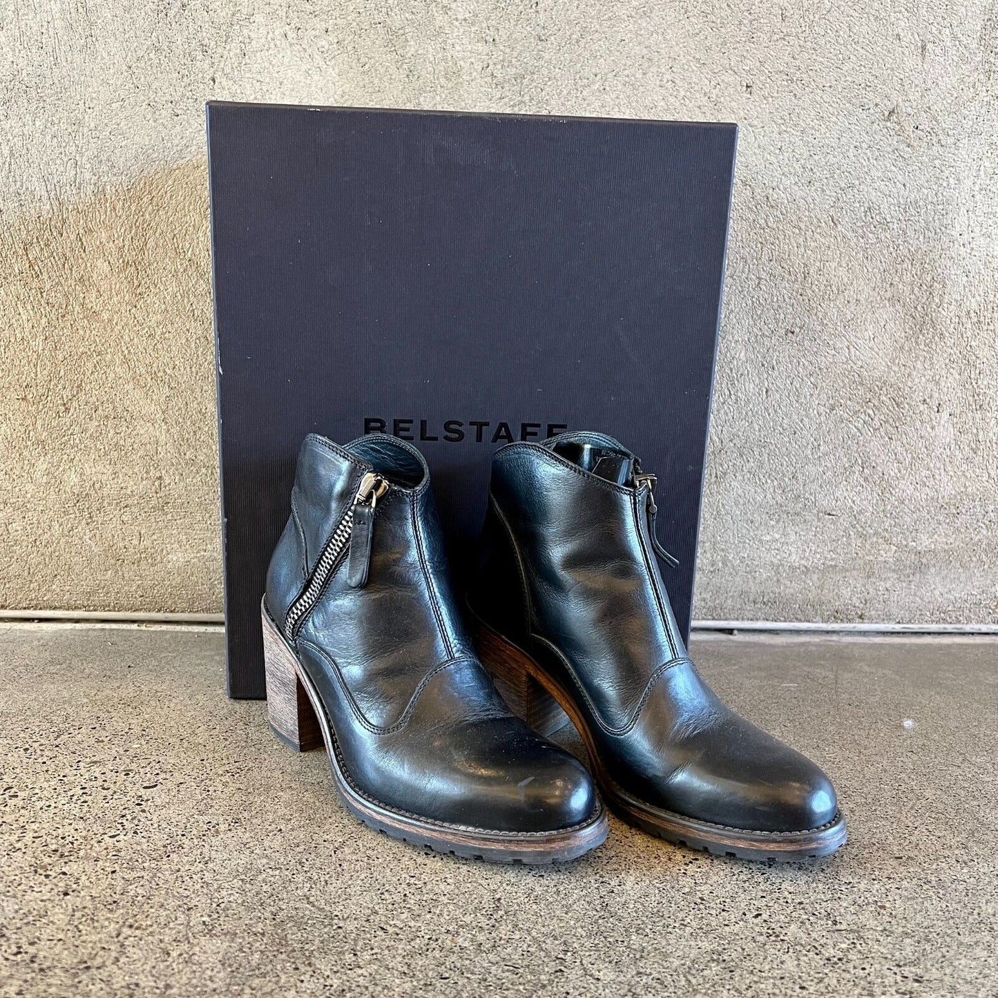 36 / 6 - Belstaff Black Leather Radcot Womens Leather Biker Boots Black 0224DM