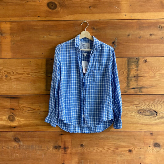 S - Frank & Eileen Blue White Plaid Long Sleeve Button Up 'Eileen' Shirt 0816TB