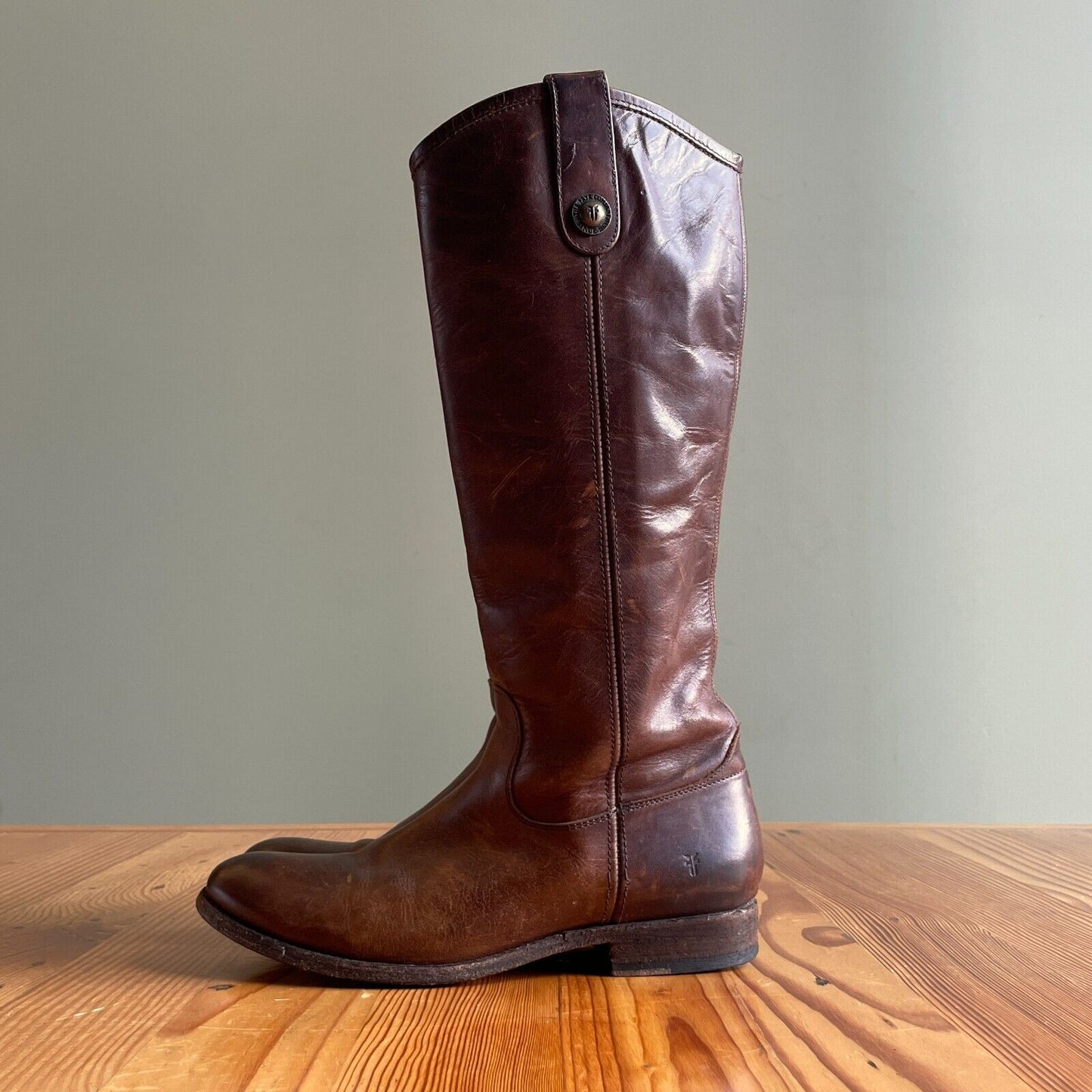 7 - Frye Brown Leather Melissa Button 2 Tall Pull On Riding Boots 1007KW