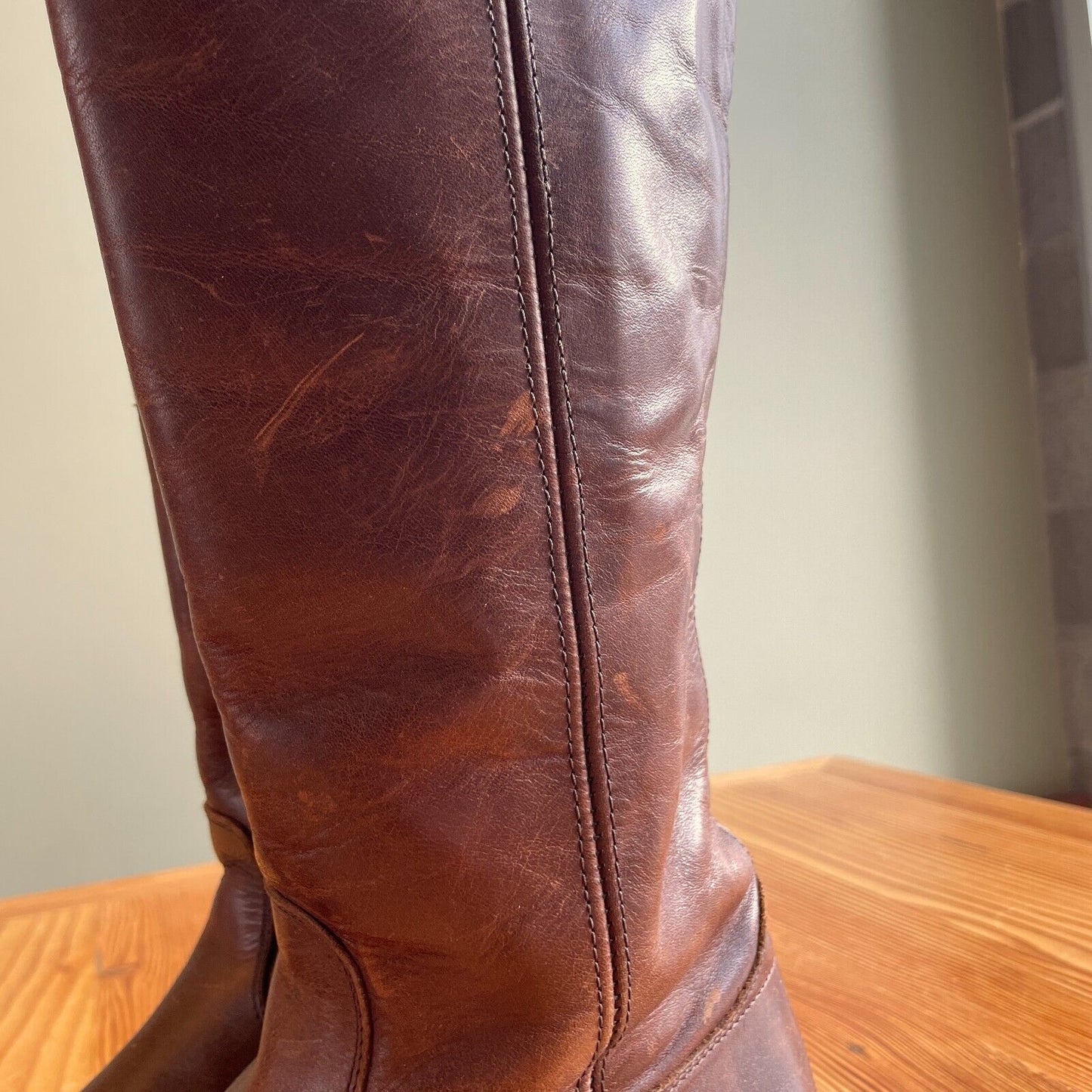 7 - Frye Brown Leather Melissa Button 2 Tall Pull On Riding Boots 1007KW