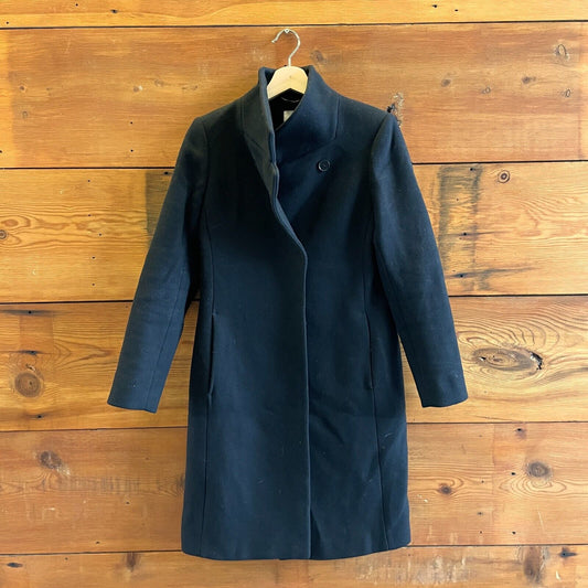 4 /36 - Reiss Black $540 Marcia Wool Blend Mid Length Coat Jacket 0501KS