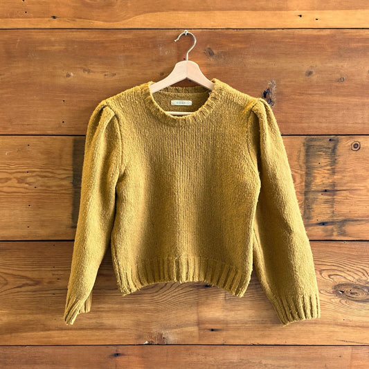 M - Doen Mustard Yellow Virgin Wool Puff Sleeve May Pullover Sweater 1011MP