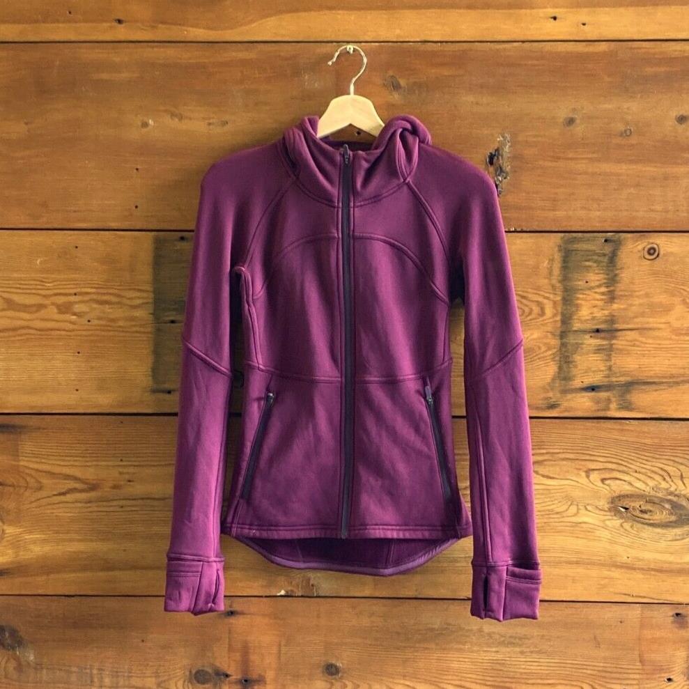 2 - Lululemon $168 Marvel Maroon Zip Up Fleece Flurry Hooded Jacket 0703SC